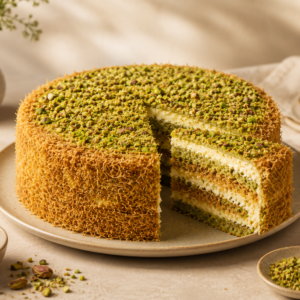 Pistachio Kunafa Cake